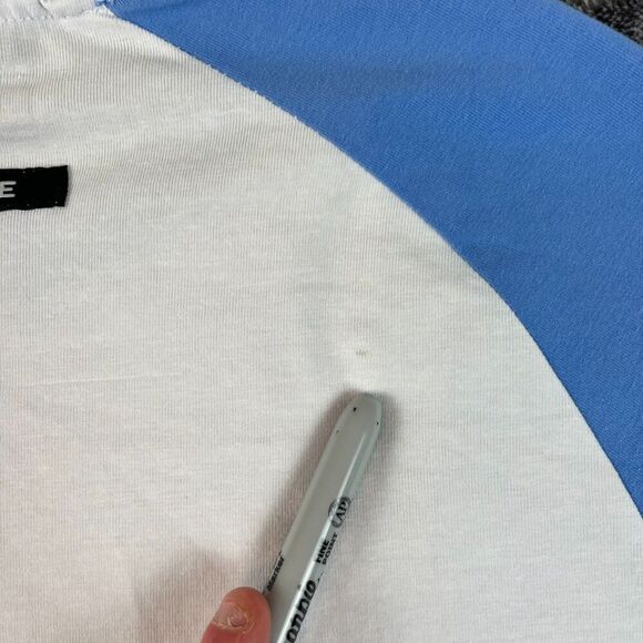 Alphalete 3/4 Sleeve Baseball T-Shirt Performance Fit White Blue Men's M Stretch - Picture 10 of 11